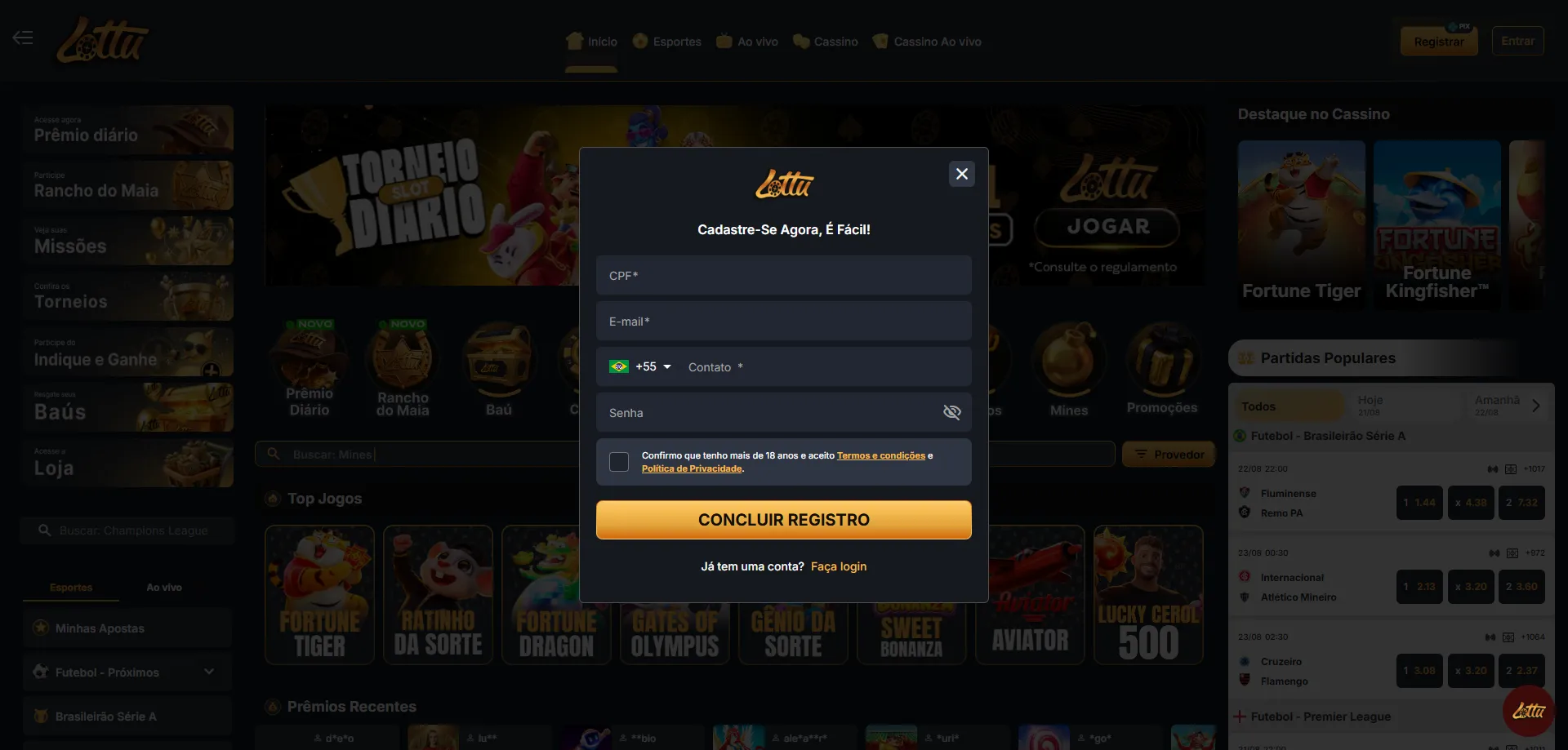 Cadastro rápido e fácil na Lotus Bet Casino Brasil